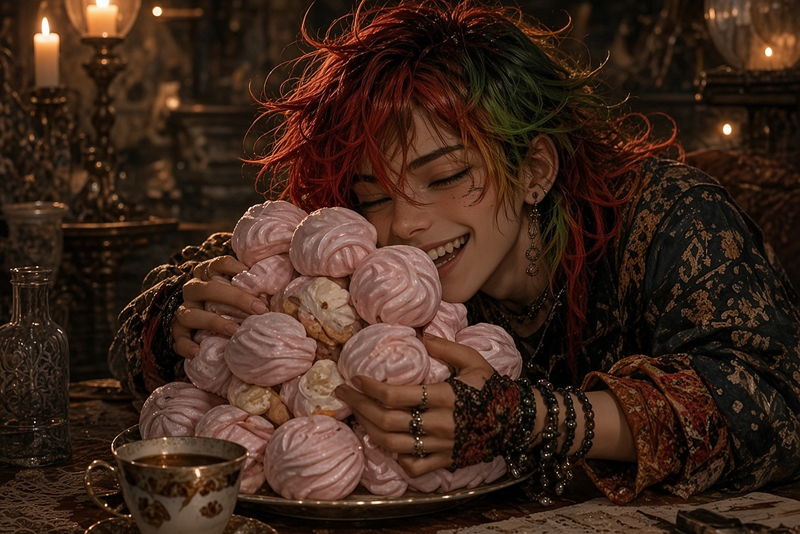 Кузя с блюдом зефира